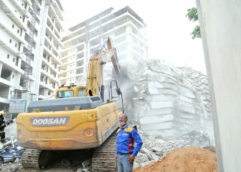 Scene of building collapse
