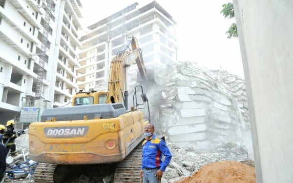 Scene of building collapse