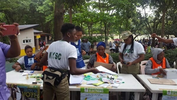 File photo- NYSC members participating in election