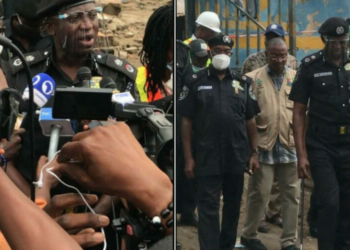 Lagos CP at the scene of Ladipo explosion