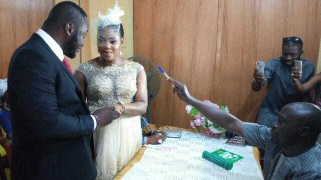 Couples during a wedding ceremony at Ikoyi registry, Lagos State