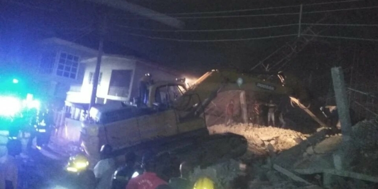 Rescue operations at the Yaba building collapse