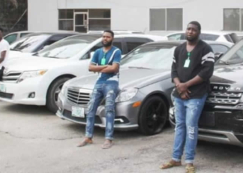 suspected Yahoo Boys and their cars