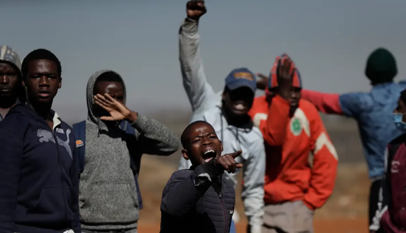 Scene of a violent protest in South Africa