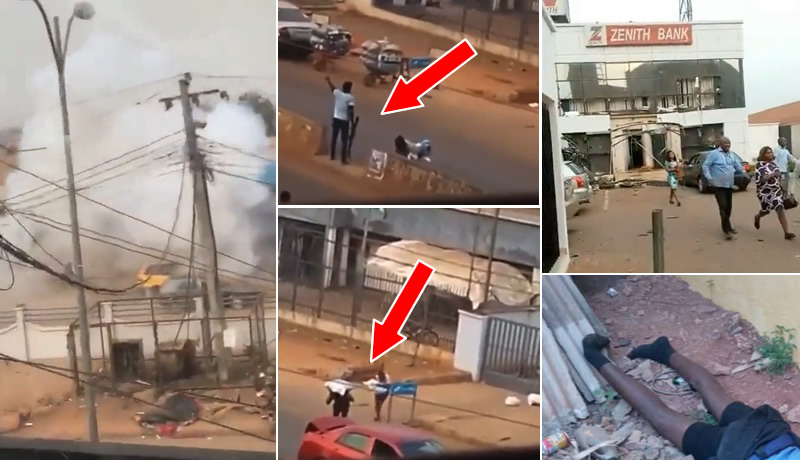 Watch as dare-devil Edo robbers cart away money from banks, scare soldiers into hiding (Video)