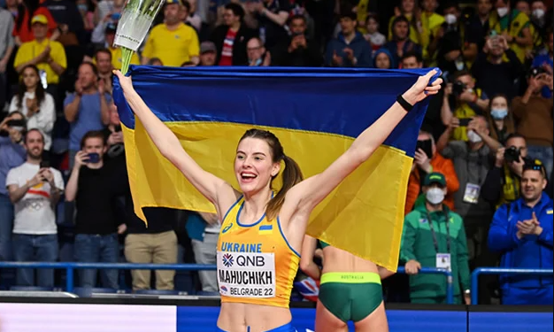 Ukraine’s Mahuchikh wins world indoor high jump gold