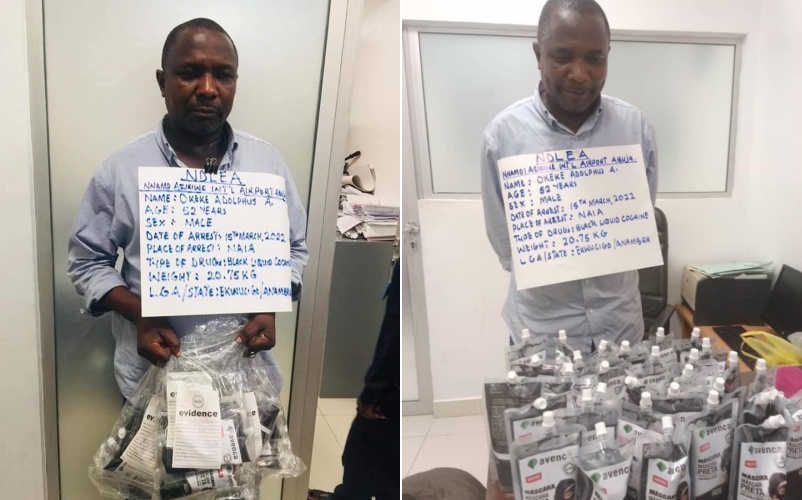 Bizman Anayochukwu nabbed with liquid cocaine, first time in Nigeria