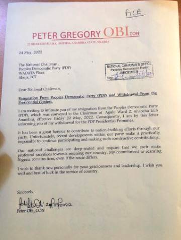 BREAKING: Peter Obi dumps PDP