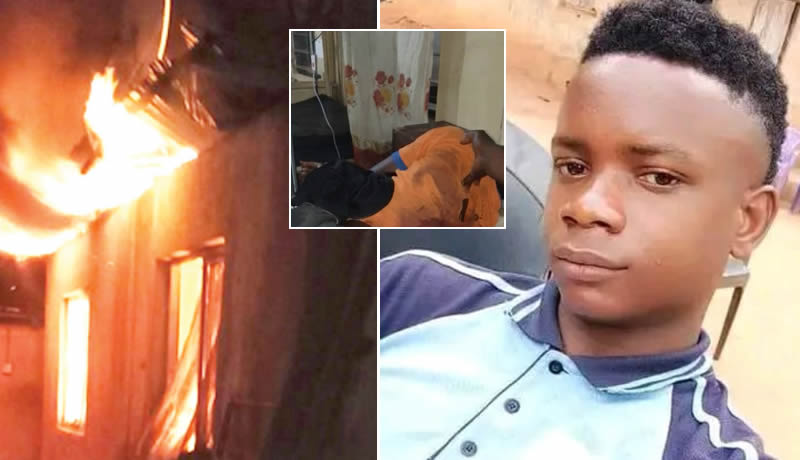 Tension in Enugu community as Neighborhood Watch kill 20 year old boy, angry youths burn suspect's house