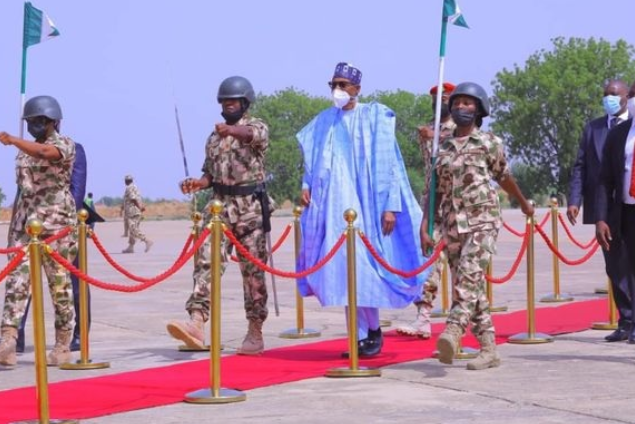 Buhari arrives Maiduguri, commissions projects