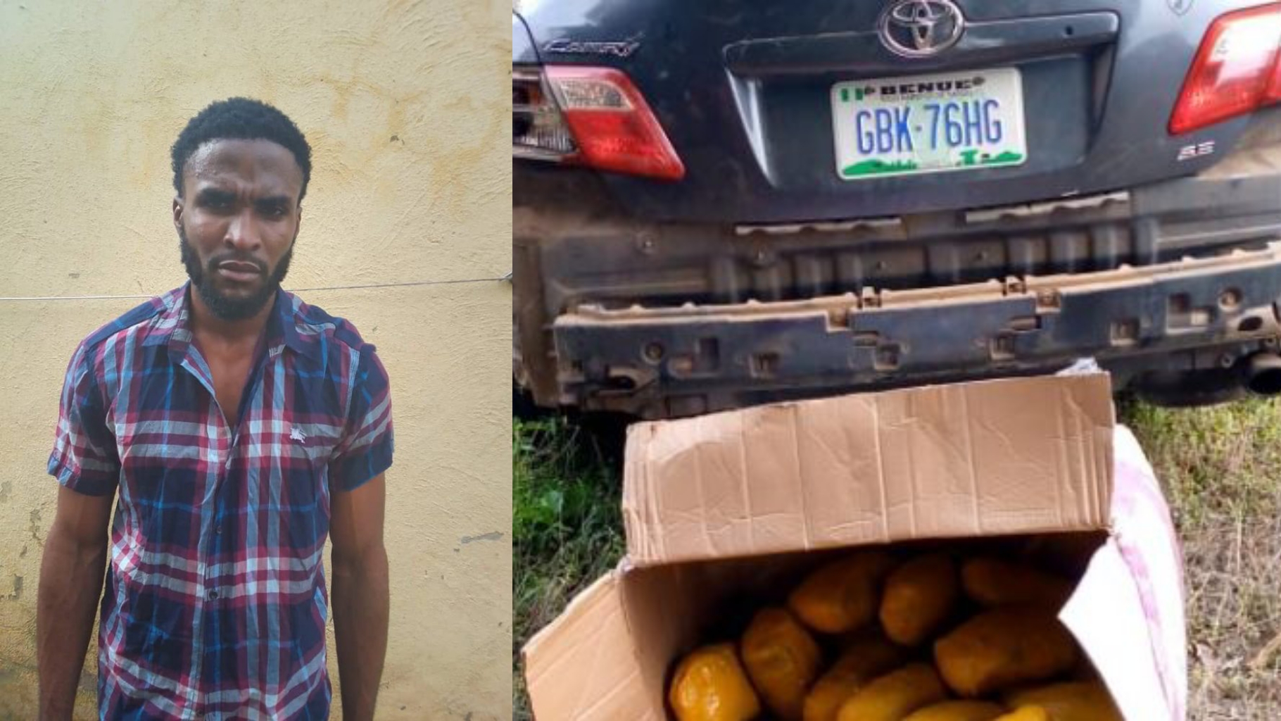 FCT Police arrest suspect with stolen car loaded with cannabis sativa