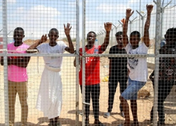 African migrants in Cypriot detention camp