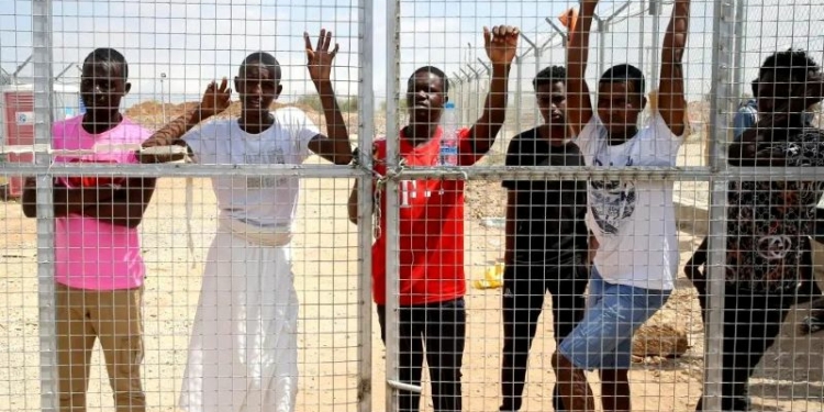African migrants in Cypriot detention camp