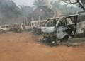 Vehicles razed during the attack