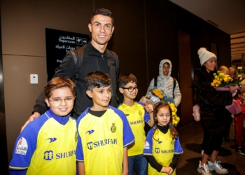 Cristiano Ronaldo during his first press conference as Al Nassr player.
