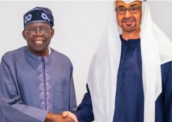 Tinubu pictured with UAE leader Mohamed bin Zayed Al Nahyan