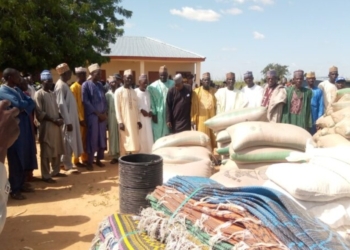 Foodstuff distributed to victims of bandits’ attacks at Jarkuka village in Arewa Local Government Area of Kebbi. PC: NAN