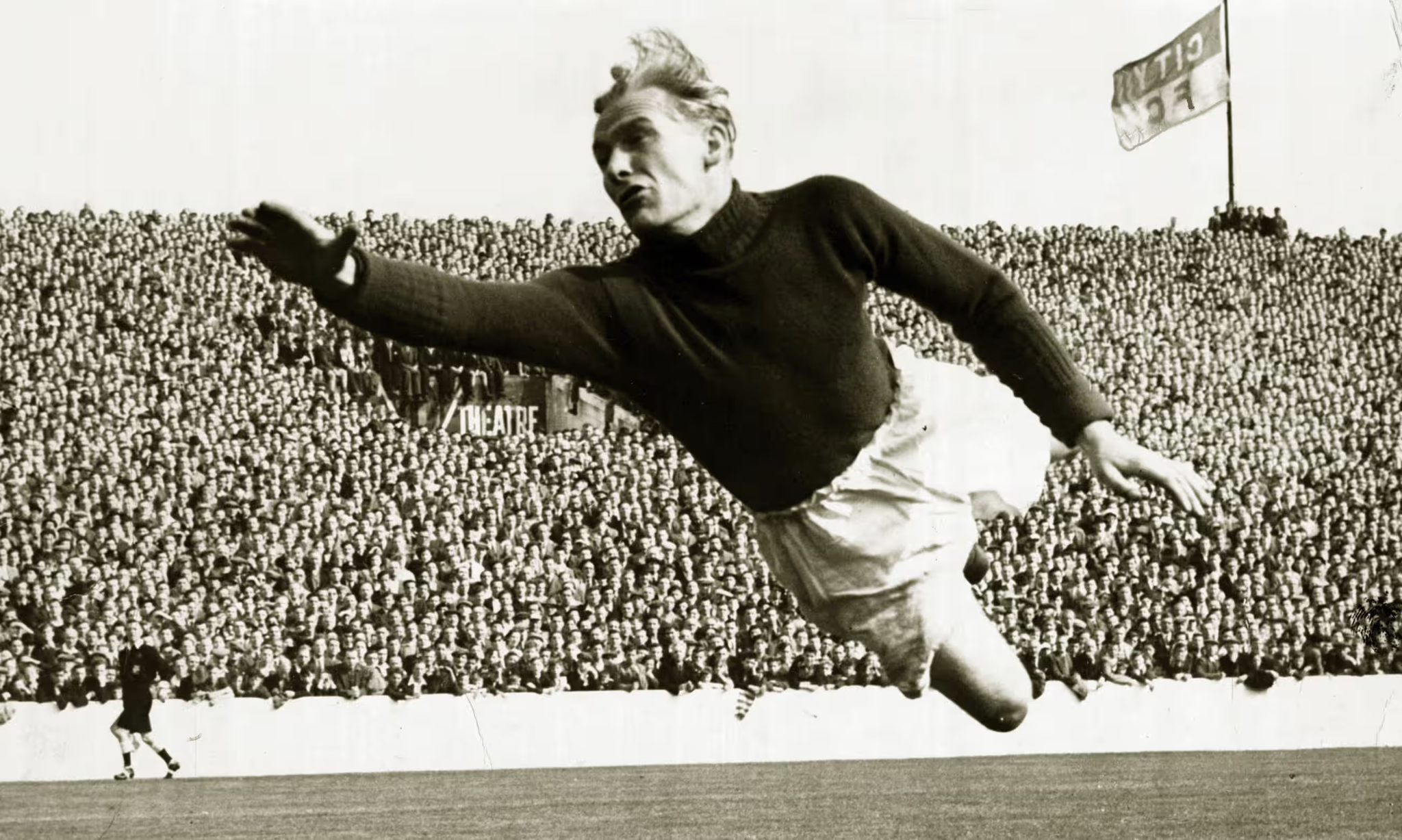 Goalkeeper Bert Trautmann was paratrooper before joining City. He flew at Citizens' goal too.