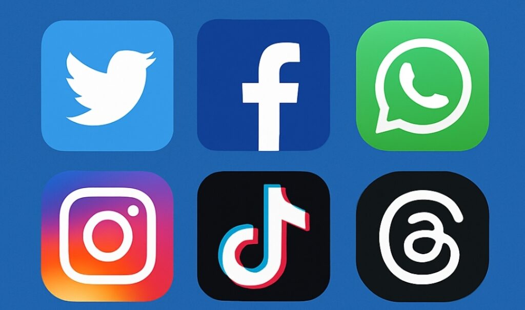 Social media platforms logos at a glance