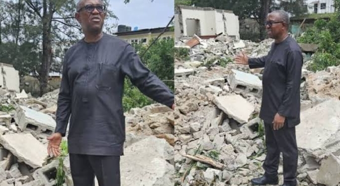 Peter Obi at demolition site