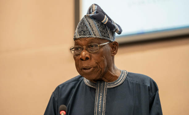 Former President of Nigeria Olusegun Obasanjo speaks speaks at the launch of the AU-LED report on Tigray peace process during the 38th African Union (AU) Summit, at the AU Headquarters in Addis Ababa on February 16, 2025. (Photo by Amanuel Sileshi / AFP) (Photo by AMANUEL SILESHI/AFP via Getty Images)
