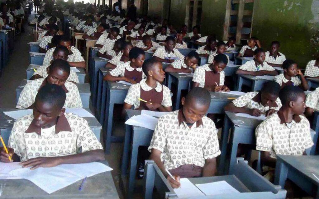 Students writing exams