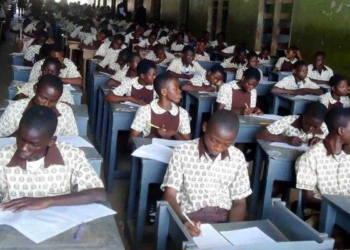 Students writing exams