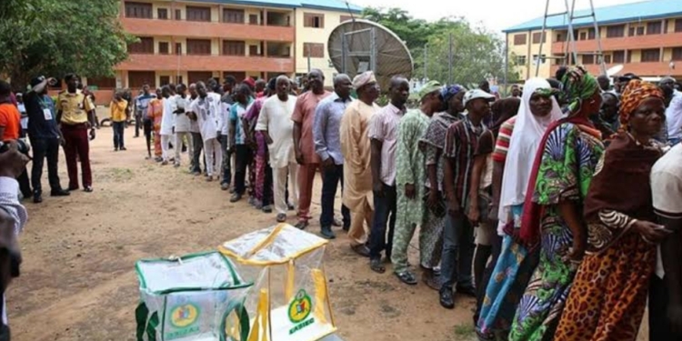 PHOTO FILE: Voters on the queue during the LGA election