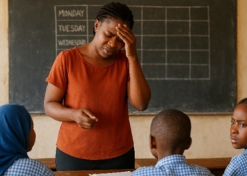 Teacher-students school illustration