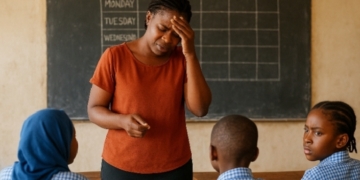 Teacher-students school illustration