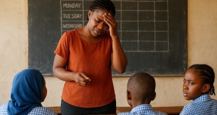 Teacher-students school illustration