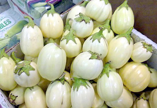Garden egg, also known as the African eggplant on retail display