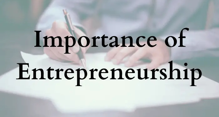 Importance of Entrepreneurship