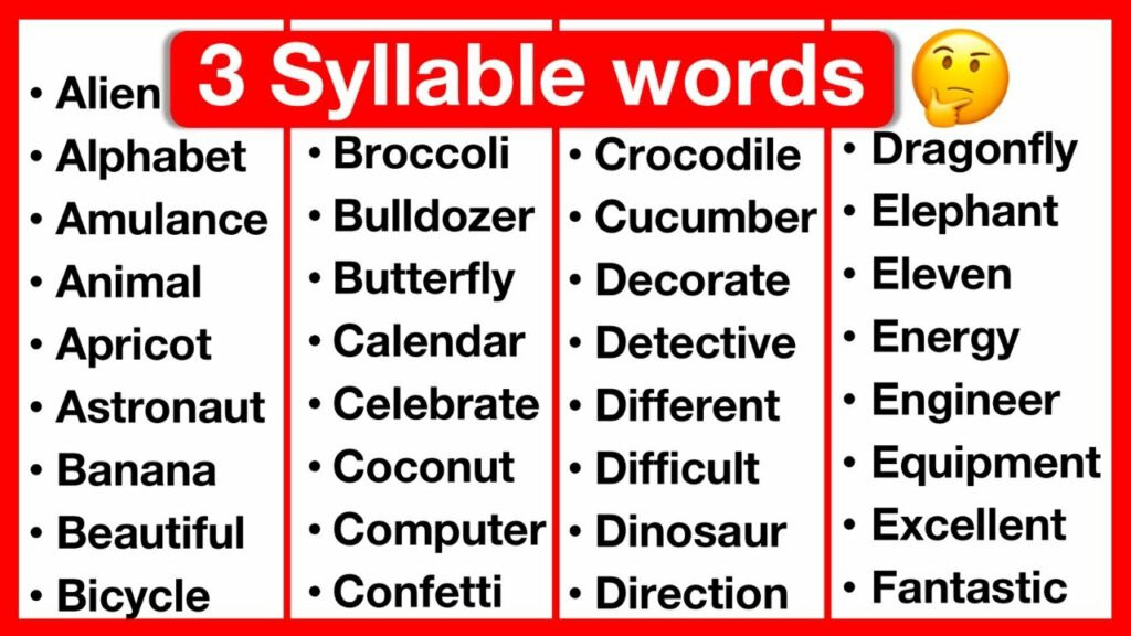 Three Syllable Words