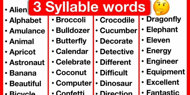 Three Syllable Words