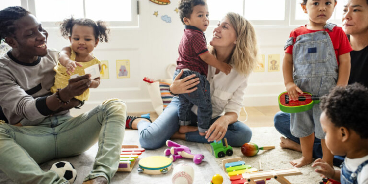 Diverse children enjoying playing with toys