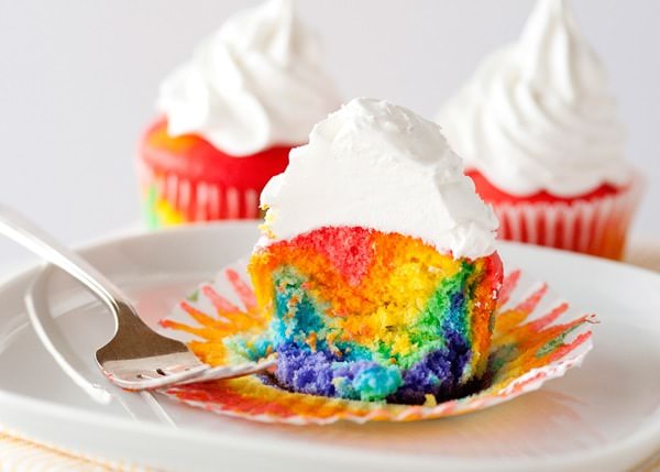 Rainbow Layered Cupcakes