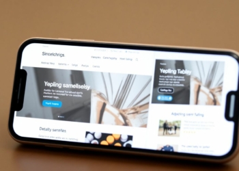 Smartphone displaying a responsive website adapting to screen size.