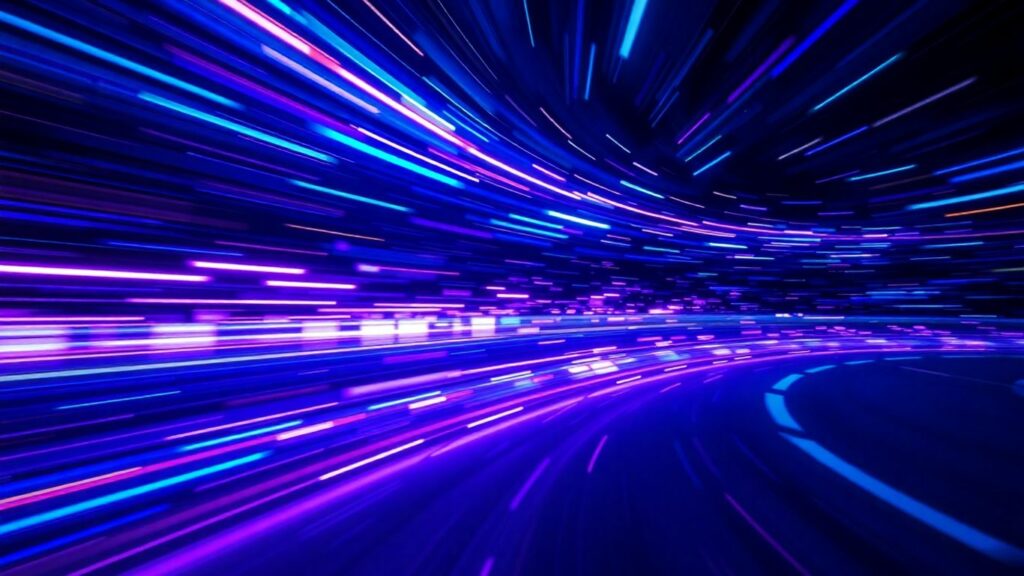 Abstract light trails suggesting fast website performance.