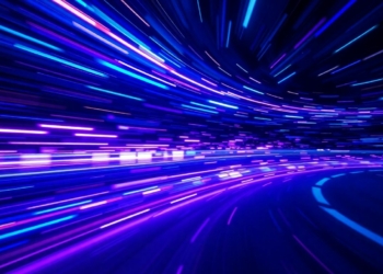 Abstract light trails suggesting fast website performance.