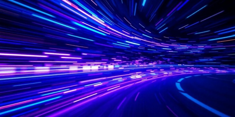 Abstract light trails suggesting fast website performance.