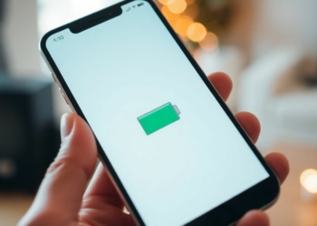 Smartphone battery icon on a mobile device screen