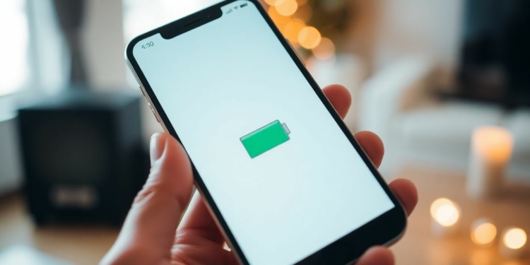 Smartphone battery icon on a mobile device screen