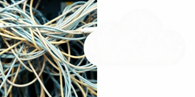 Cloud network versus traditional network cables comparison.