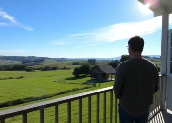 Person enjoying peaceful rural landscape view.