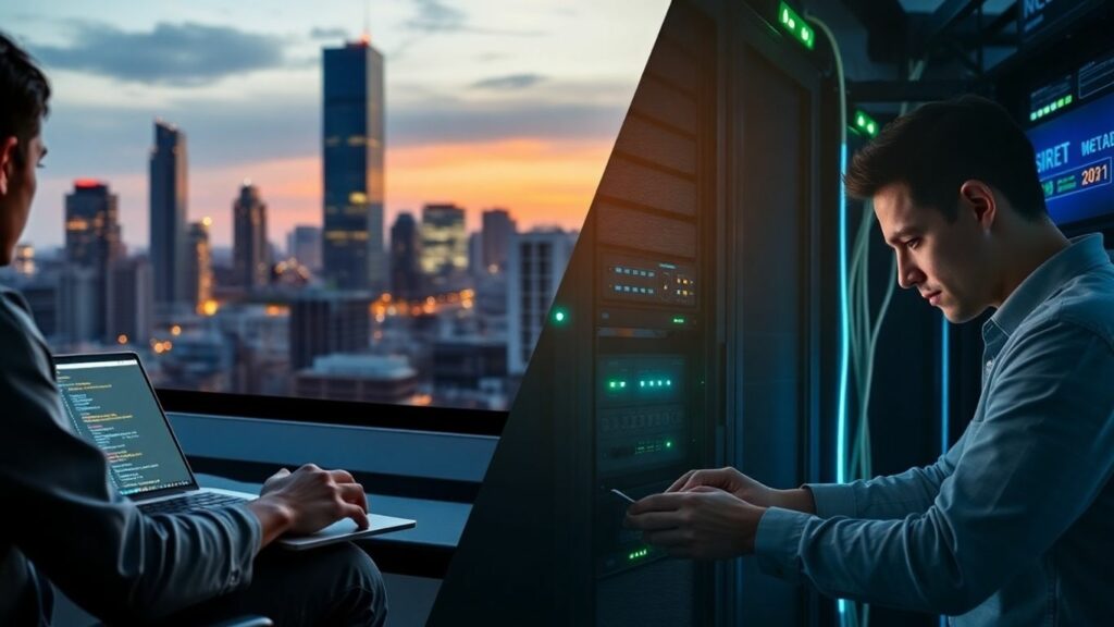 Frontend and backend development comparison image.