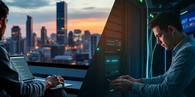 Frontend and backend development comparison image.