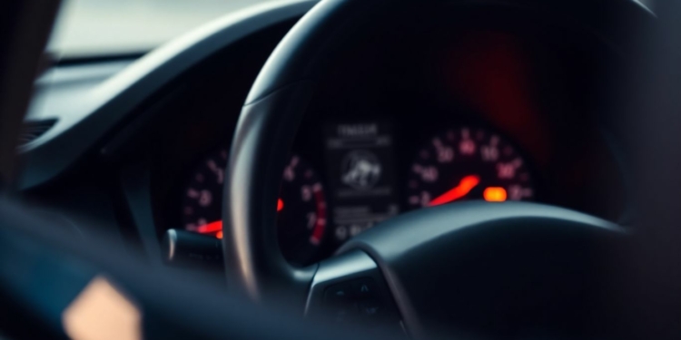 Car dashboard with seatbelt and airbag indicator.