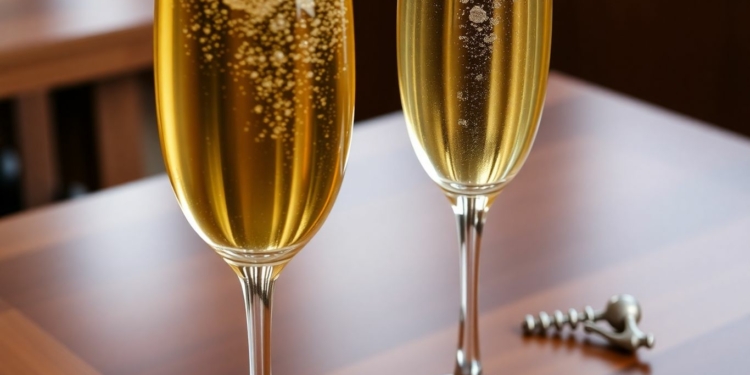 Champagne and Prosecco glasses with bubbles