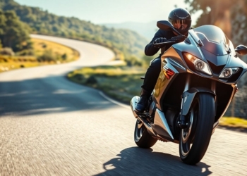 Motorcycle rider on a scenic road